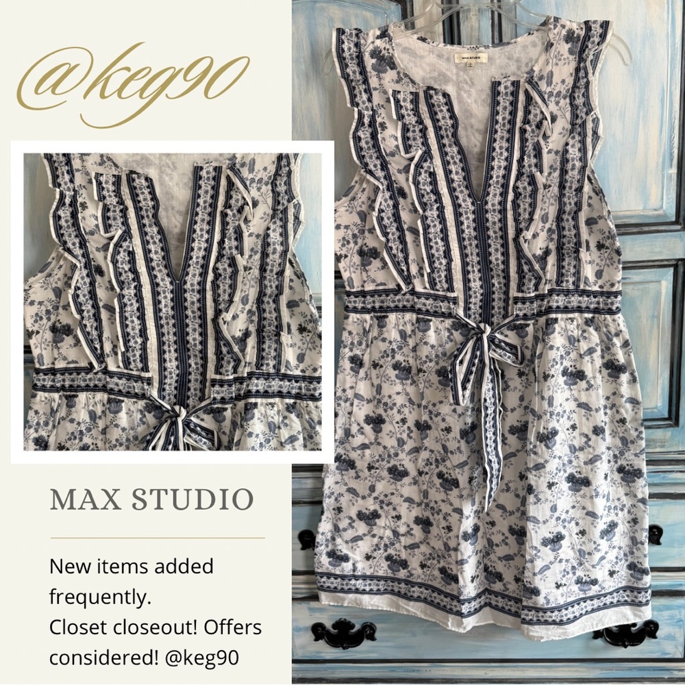 Max Studio Blue and White Floral Dress